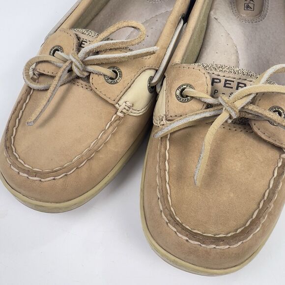 SPERRY TOP-SIDER Women’s 7.5M‎ Angelfish Tan Linen Leather Boat Shoes Coastal - Picture 12 of 12